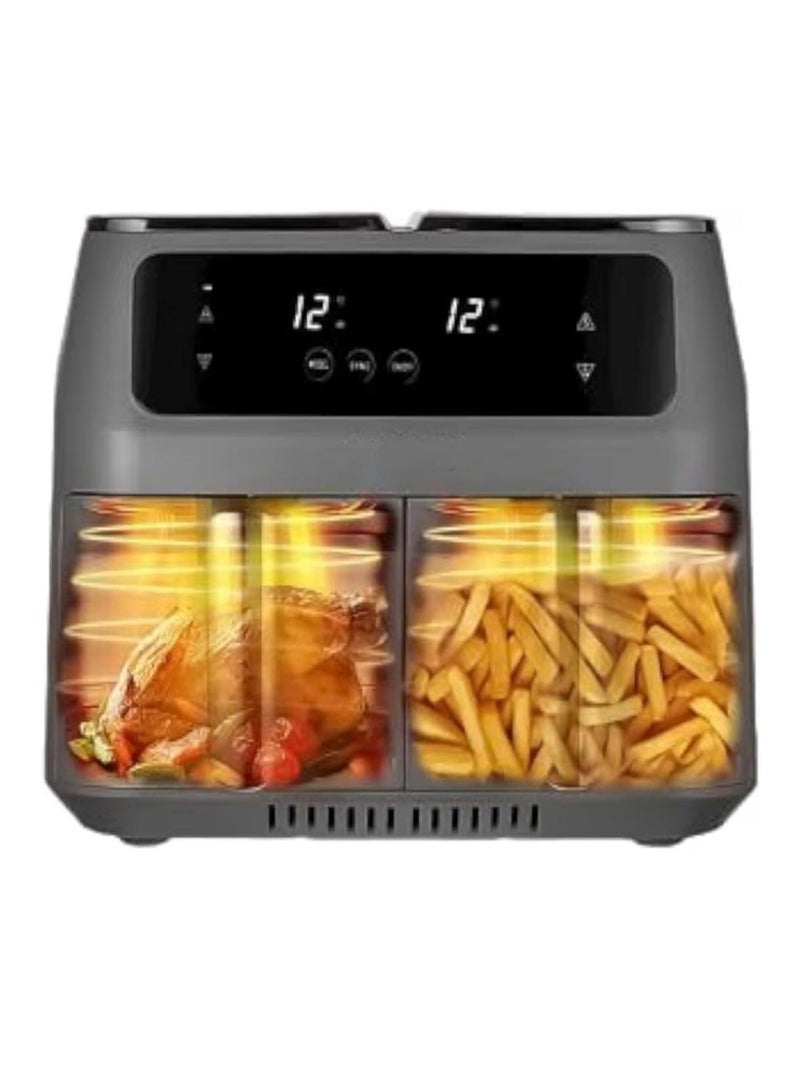 سوكاني مقلاة هوائية ثنائية المنطقة سعة 8 لترات بباب مزدوج - 2800 واط طاقة عالية للطهي بدون زيت، فرن صغير متعدد الوظائف بتحكم باللمس - Image 3